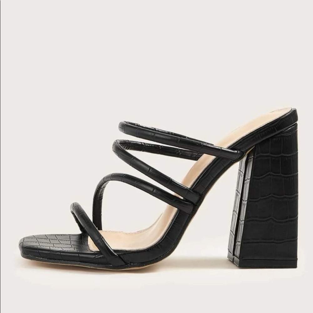 Croc Embossed Strappy Mule
